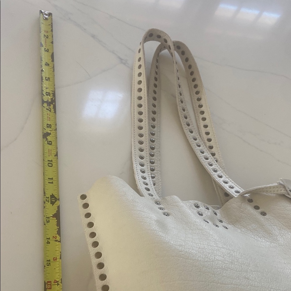 Cream Studded Tote with Chain Straps - Picture 8 of 16